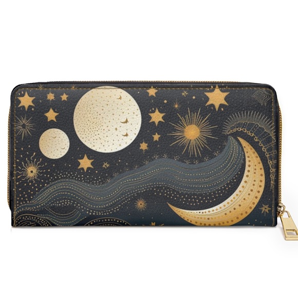 Celestial Moon Zipper Wallet | Starr and Cosmic, Astrology Themed - Picture 5 of 5